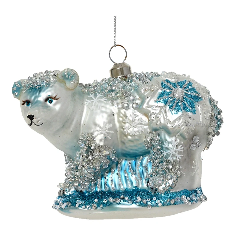 Niedźwiedź polarny - szklana zawieszka choinkowa 11,5x5x8cm