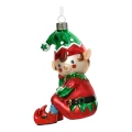 Elf - Szklana zawieszka choinkowa 11,5 cm - Zielona czapka