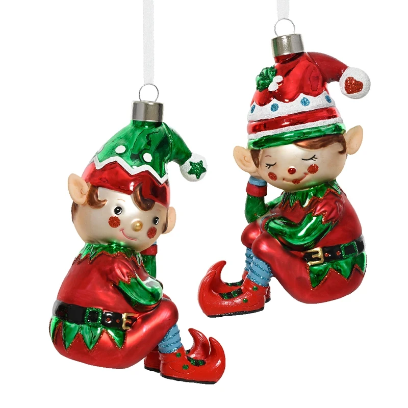 Elf - Szklana zawieszka choinkowa 11,5 cm zdj 3