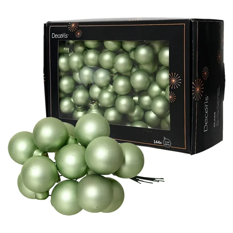 Matcha matowe Szklane bombki na druciku 144 szt. 2,0 cm