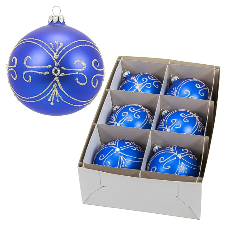 Szafirowy ornament - Szklana bombka dekorowana zdj 5