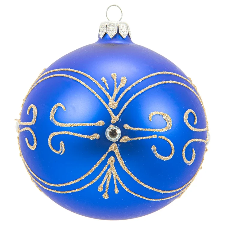 Szafirowy ornament - Szklana bombka dekorowana zdj 4