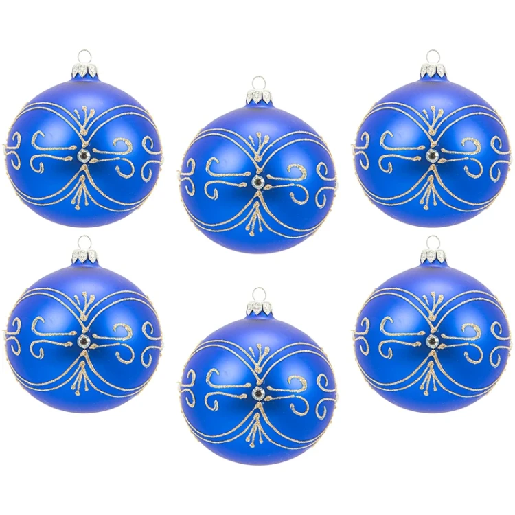 Szafirowy ornament - Szklana bombka dekorowana zdj 3