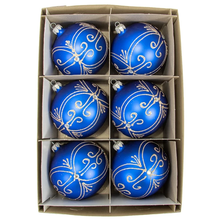 Szafirowy ornament - Szklana bombka dekorowana zdj 1