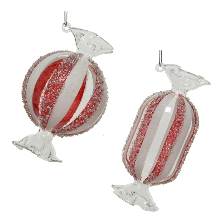 Szklane Cukierki - Szklane zawieszki choinkowe kpl. 2 szt 12,8 cm
