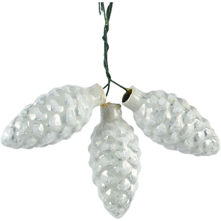 Białe - Szyszki na druciku - Szklane zawieszki choinkowe - kpl. 3 szt. 6 cm zdj 3