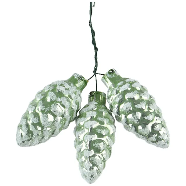 Matcha - Szyszki na druciku - Szklane zawieszki choinkowe - kpl. 3 szt. 6 cm zdj 2