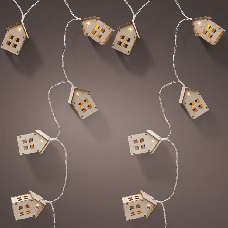 Lampki choinkowe 10 LED - Domki