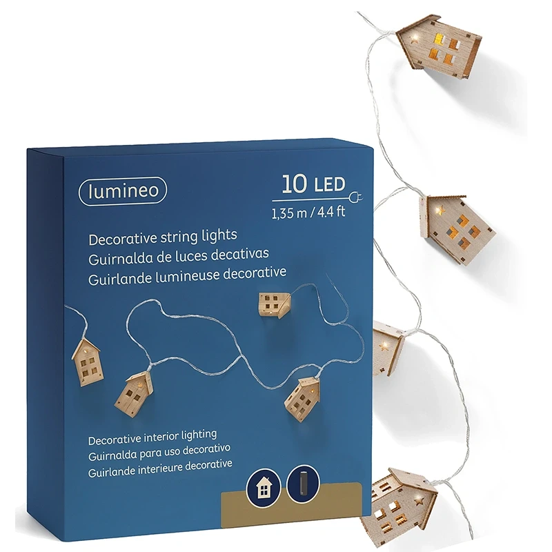 Lampki choinkowe 10 LED - Domki
