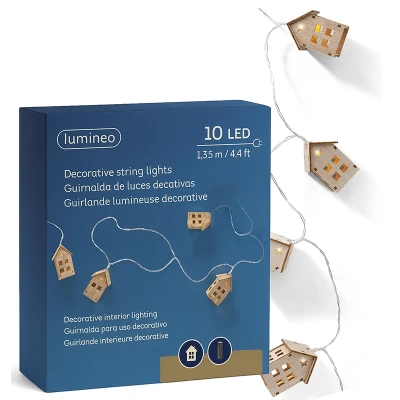 Lampki choinkowe 10 LED - Domki