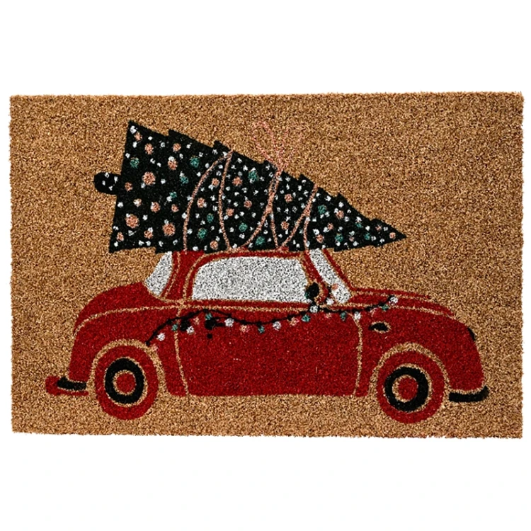 Świąteczna wycieraczka pod drzwi - 40 x 60 autko