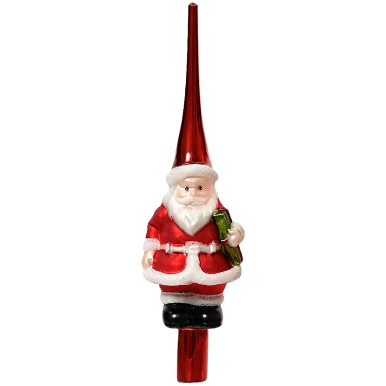Szklany szpic choinkowy 28 cm mikołaj