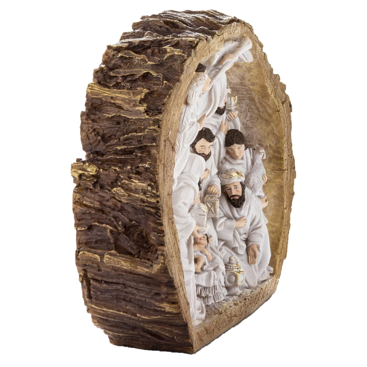 Szopka Bożonarodzeniowa w korze 24,5x32x7 cm