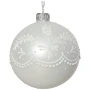 Szklane zimne białe bombki z brokatowym zdobieniem kpl. 6 szt. 8 cm