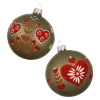 Szklane rozmarynowe bombki z sercem - kpl 6 szt., 8 cm