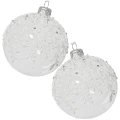 Szklane przezroczyste bombki z gałązkami kpl. 6 szt., 8 cm