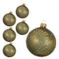Szklane zielone bombki kpl. 6 szt., 8 cm