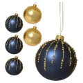 Szklane bombki w brokatowe linie kpl. 6 szt. 8 cm mix