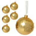 Szklane bombki w brokatowe linie kpl. 6 szt. 8 cm złota