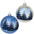 Drzewny krajobraz - Szklana matowa bombka choinkowa 10 cm 3