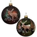 Jeleń na gałązce - Szklana bombka choinkowa 10 cm 1