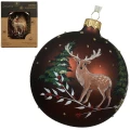 Jeleń na gałązce - Szklana bombka choinkowa 10 cm 3
