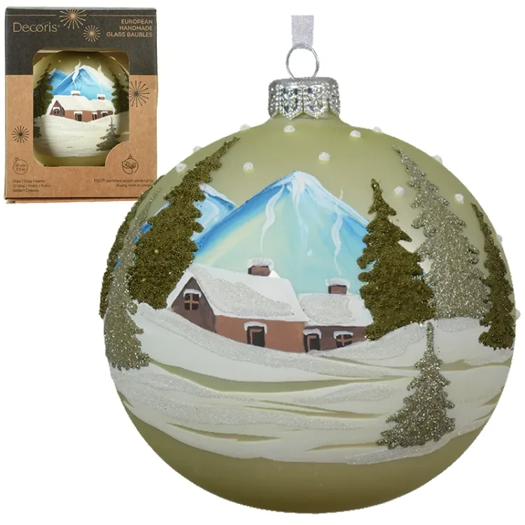 Domek w górach - Szklana bombka choinkowa 10 cm 4