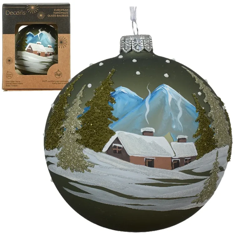 Domek w górach - Szklana bombka choinkowa 10 cm 3