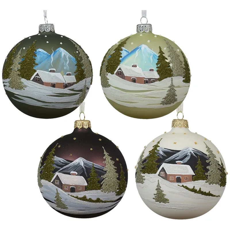 Domek w górach - Szklana bombka choinkowa 10 cm 5