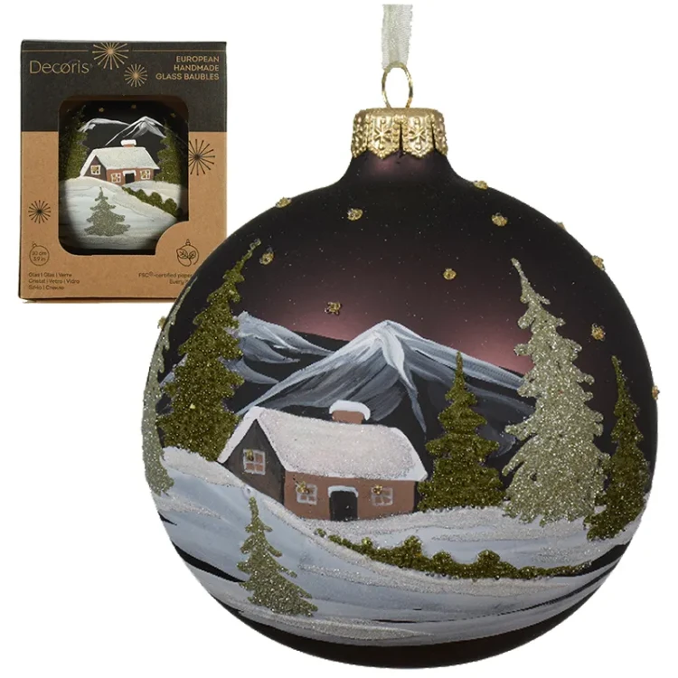 Domek w górach - Szklana bombka choinkowa 10 cm 1