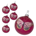 Szklane przezroczyste bombki z motylem - 6 szt. 8 cm 2