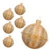 Szklane bombki z ornamentem kpl. 6 szt. 8 cm perłowe