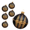 Szklane bombki z ornamentem kpl. 6 szt. 8 cm granatowe