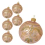 Szklane bombki z ornamentem kpl. 6 szt. 8 cm różowe