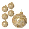 Szklane bombki z ornamentem kpl. 6 szt. 8 cm złote