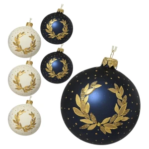 Złoty wieniec - Szklane bombki choinkowe 8 cm 6 szt.