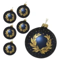 Złoty wieniec - Szklane bombki choinkowe 8 cm 6 szt granatowe