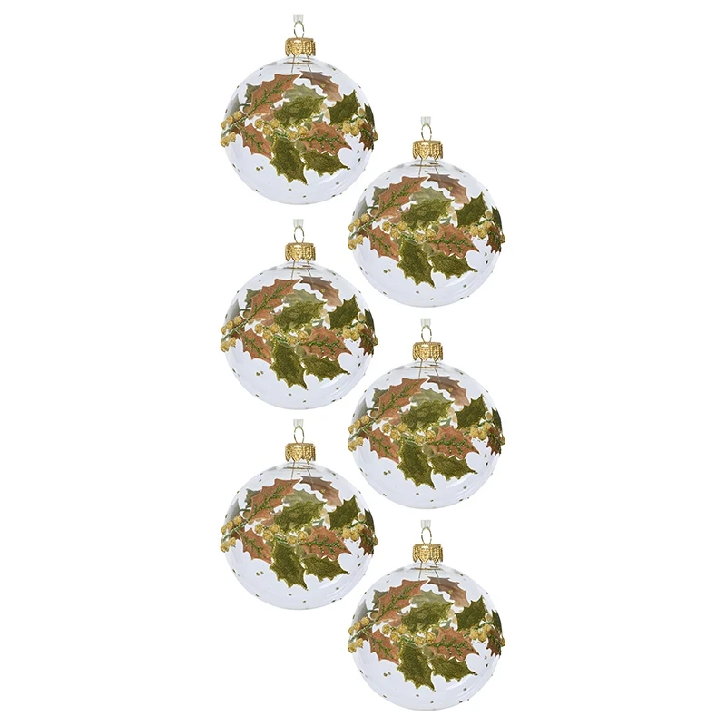 Zimne białe przezroczyste z poinsecją 8 cm kpl. 6 szt