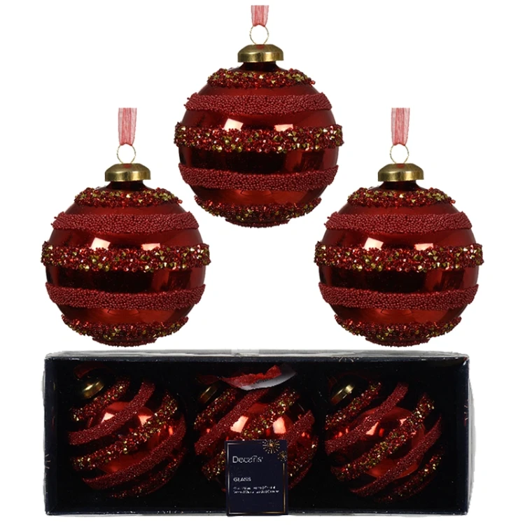 Szklane bombki choinkowe kpl. 3 szt. 8 cm w4