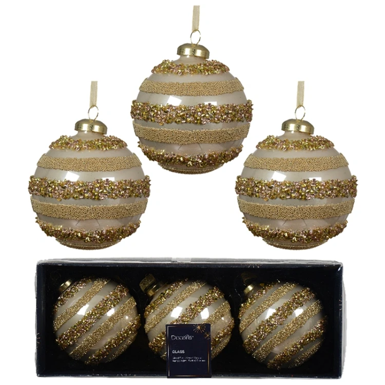 Szklane bombki choinkowe kpl. 3 szt. 8 cm w3