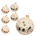 Ciepłe białe bombki z domkami - 6 szt. 8 cm 3