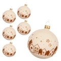 Ciepłe białe bombki z domkami - 6 szt. 8 cm 1