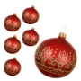 Szklane zdobione bombki choinkowe - 8 cm 6 szt. czerwone