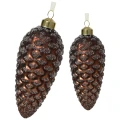 Brązowe Szklane szyszki - Zawieszka choinkowa kpl. 2 szt. 12 cm