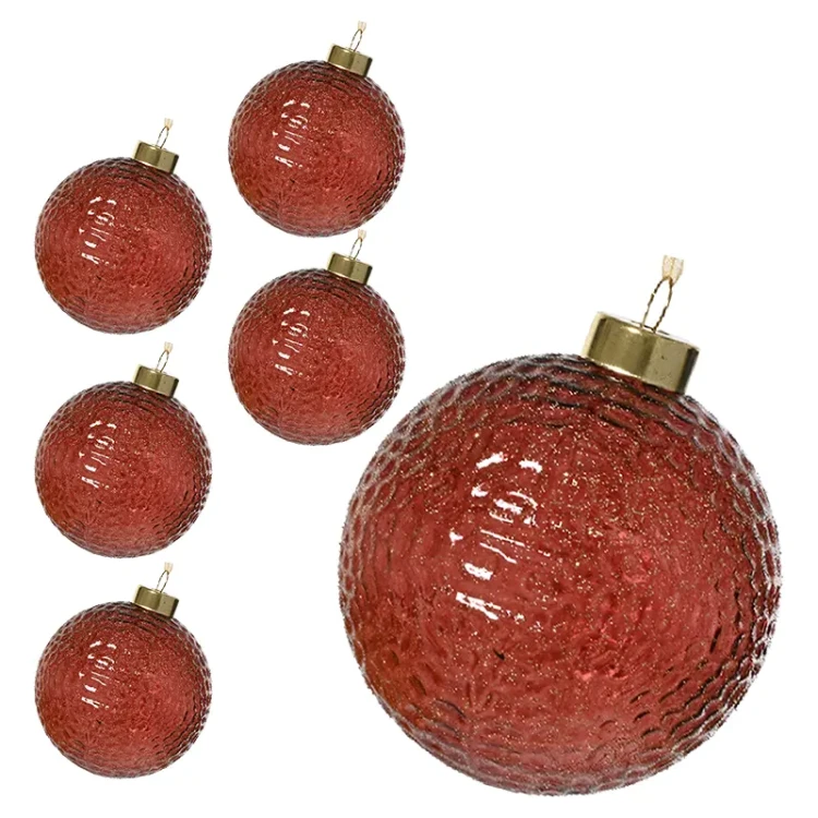 Szklane żłobione przezroczyste bombki choinkowe - 6 szt. 8 cm 3