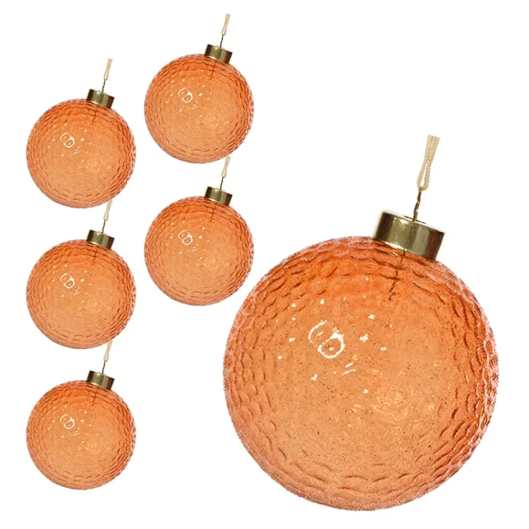 Szklane żłobione przezroczyste bombki choinkowe - 6 szt. 8 cm 2