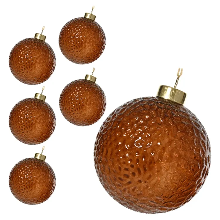 Szklane żłobione przezroczyste bombki choinkowe - 6 szt. 8 cm 1