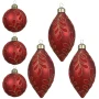 Szklane dekorowane bombki sople choinkowe - kpl. 6 szt. 8 cm czerwone