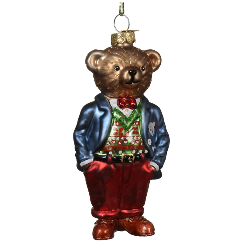 Szklany niedźwiedź - Zawieszka choinkowa 11,7 cm