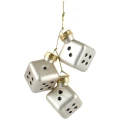 Szklane kostki do gry - zawieszki choinkowe kpl. 3 szt. białe